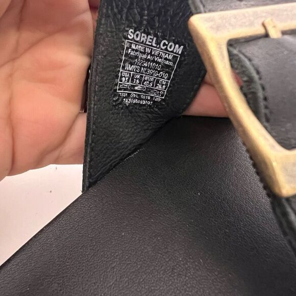 Sorel Black Leather Roaming Platform Slide Sandals - Picture 8 of 10